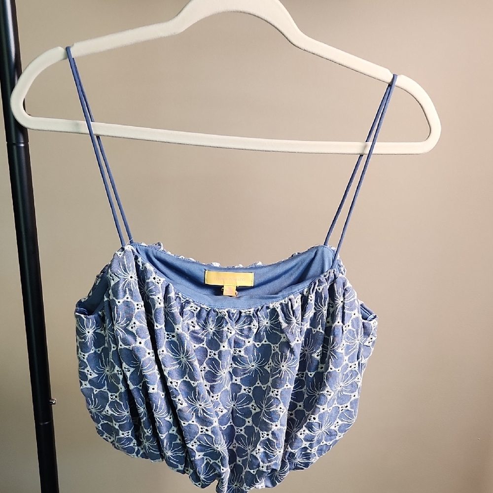 Elegant Blue Floral Camisole